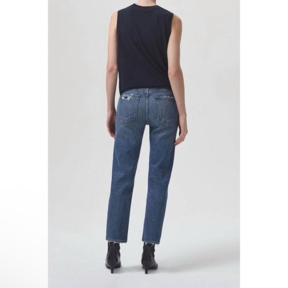 Agolde Kye Mid Rise Straight Crop Jean Distressed Stretch Denim Notion Wash 33 - Picture 4 of 16